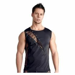 Svenjoyment Black Muscle Shirt With Lacing And Mesh