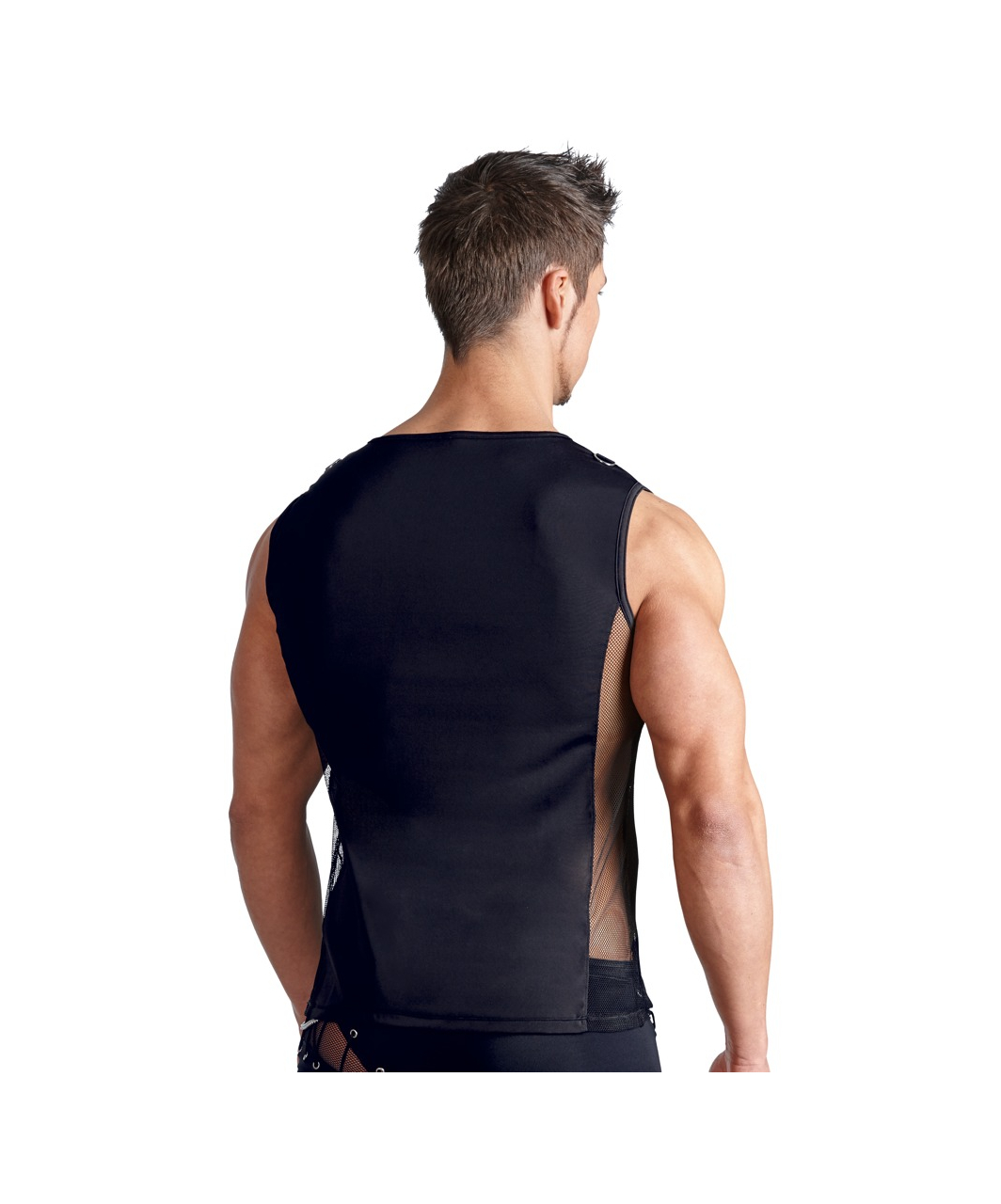 Svenjoyment Black Muscle Shirt With Lacing And Mesh - Image 2