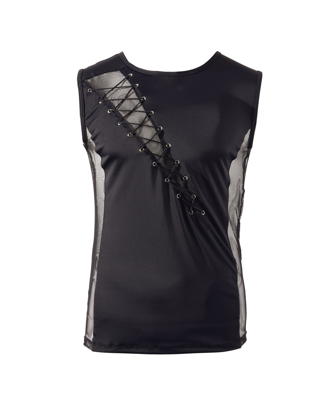 Svenjoyment Black Muscle Shirt With Lacing And Mesh - Image 3
