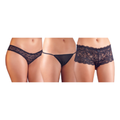 Cottelli Lingerie 3 Piece Set Of Black Panties