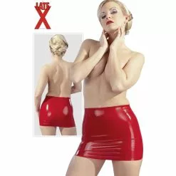 Late X Red Latex Mini Skirt