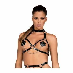 Obsessive Black Faux Leather Harness