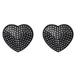Obsessive Black Heart-shaped Rhinestone Pasties
