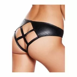 Allure Lingerie Black Wet Look Open-back Crotchless Panties