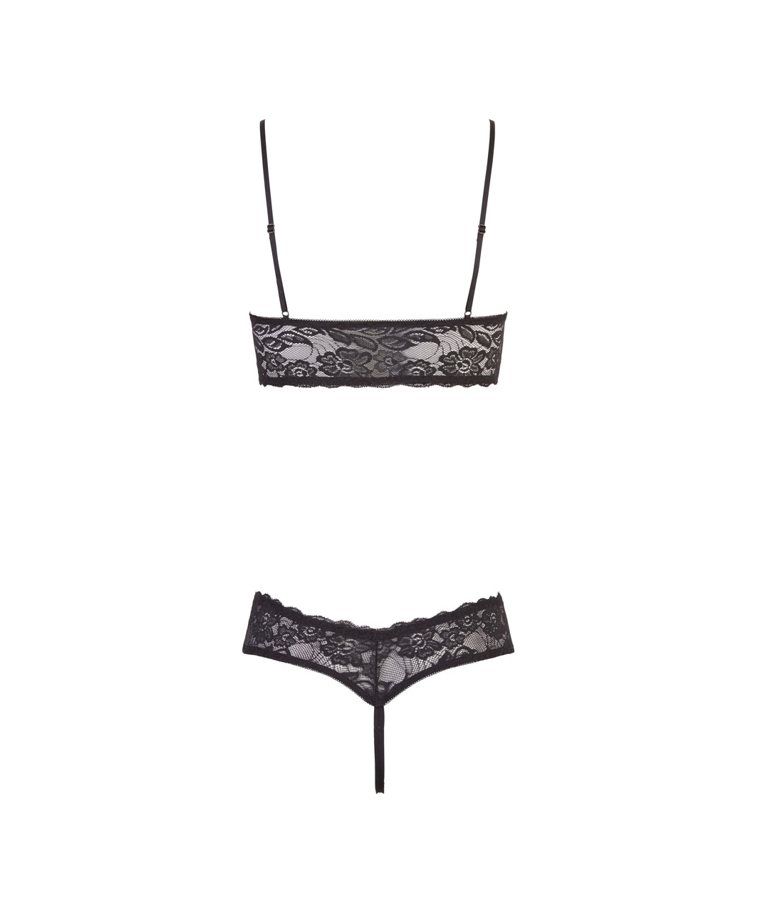 Cottelli Lingerie Black Lace Lingerie Set With Red Satin Inserts - Image 4