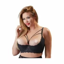 Cottelli Lingerie Black Lace Shelf Bra With Decorative Straps