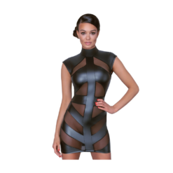 Cottelli Lingerie Black Matte Look Bondage Style Mini Dress
