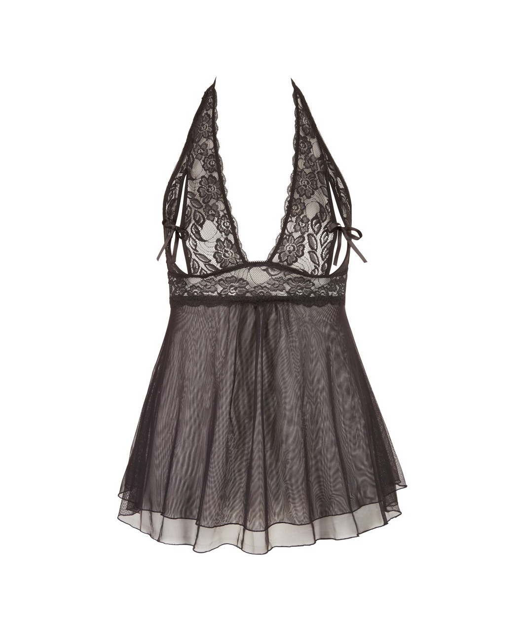 Cottelli Lingerie Black Sheer Mesh & Lace Babydoll - Image 3
