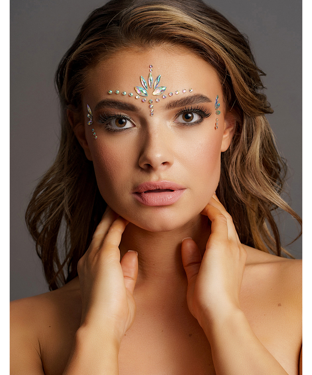 Le Désir Bliss Pink Net Lingerie Set & Face Rhinestones - Image 4