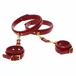 Taboom Burgundy Faux Leather Wrist To Thigh Cuffs