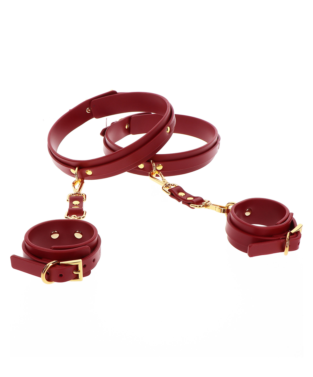 Taboom Burgundy Faux Leather Wrist To Thigh Cuffs