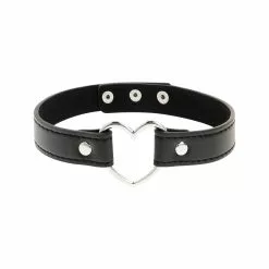 Coquette Black Leatherette Heart Choker