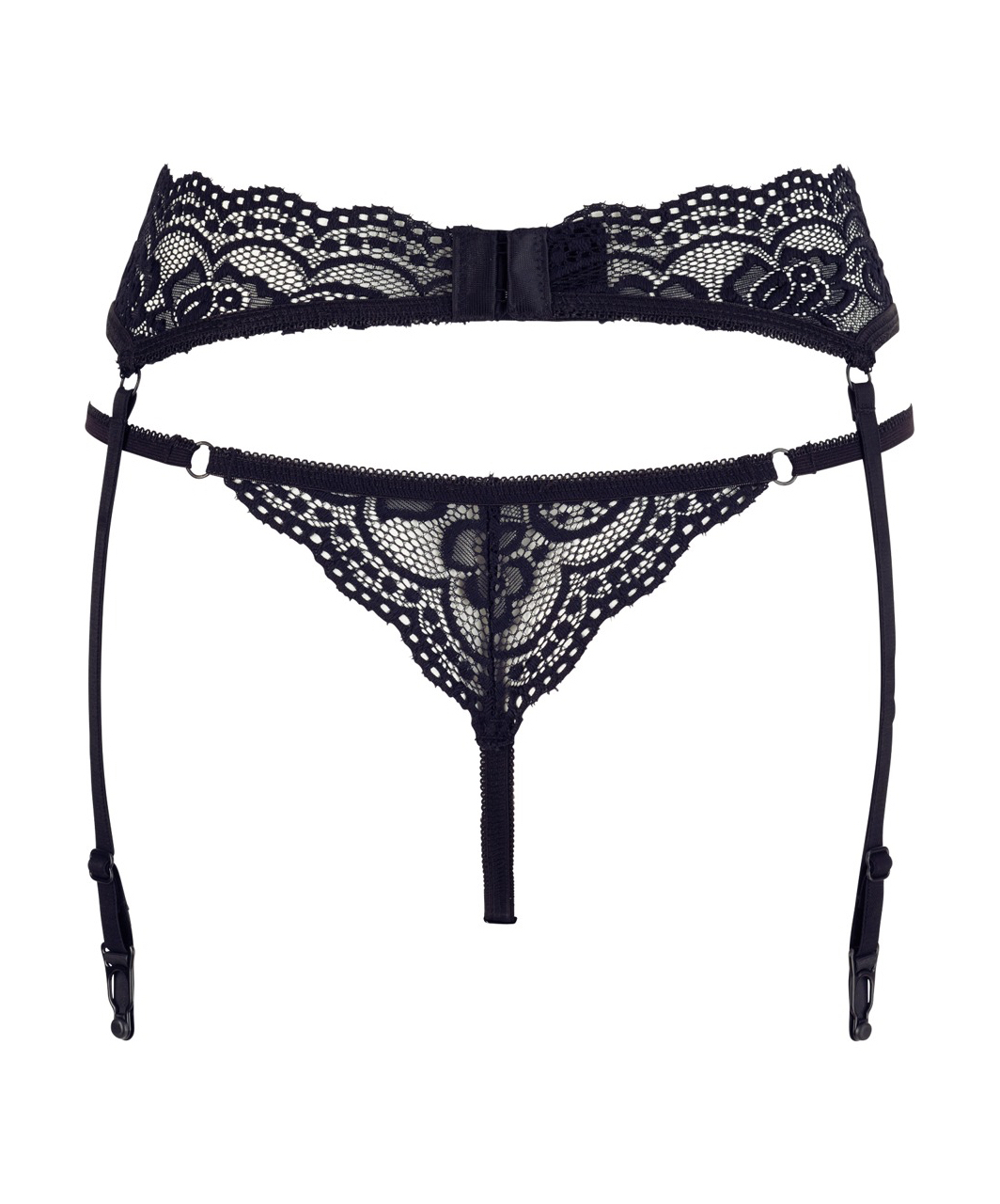 Cottelli Lingerie Black Lace Garter Belt With String - Image 4