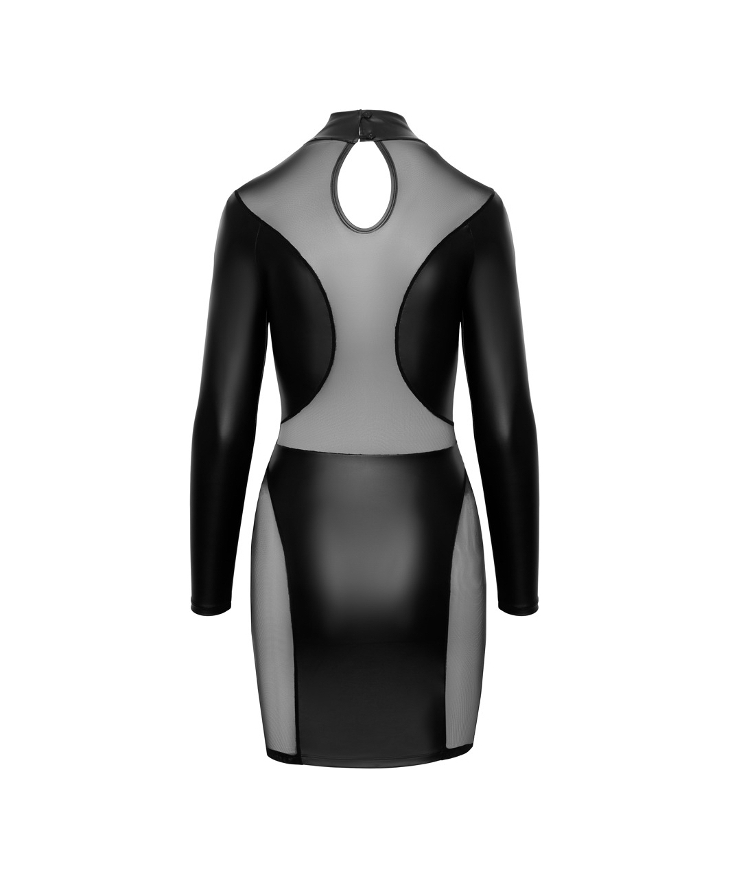 Cottelli Lingerie Black Matte Look Mini Dress With Sheer Mesh Inserts - Image 5