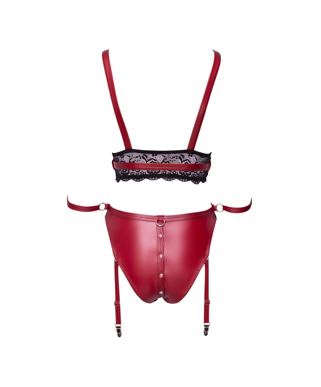 Cottelli Lingerie Bondage Red Suspender Lingerie Set - Image 5