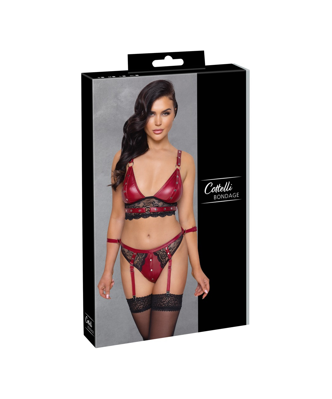 Cottelli Lingerie Bondage Red Suspender Lingerie Set - Image 6