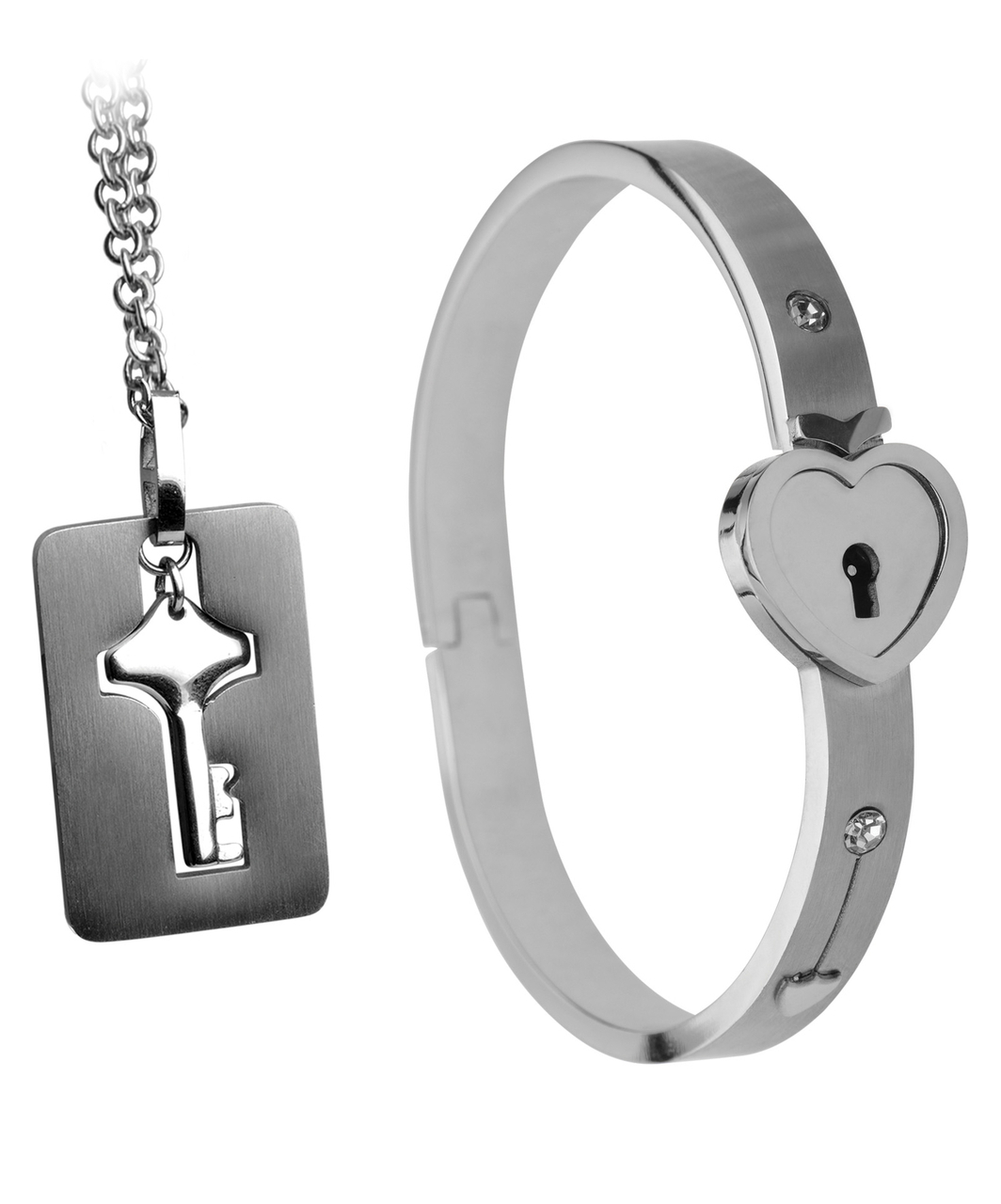 Master Series Cuffed Locking Bracelet And Key Necklace