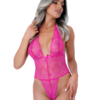 Daring Intimates Pink Open Back Lace Bodysuit