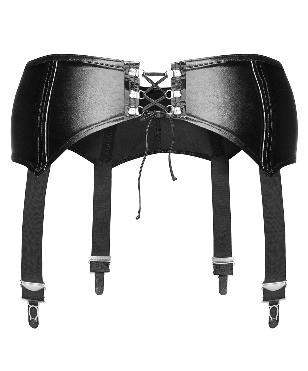 Noir Handmade Black Wet Look Garter Belt - Image 4