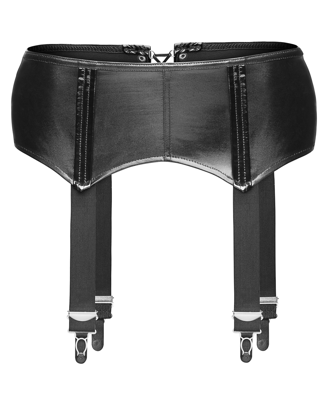 Noir Handmade Black Wet Look Garter Belt - Image 3