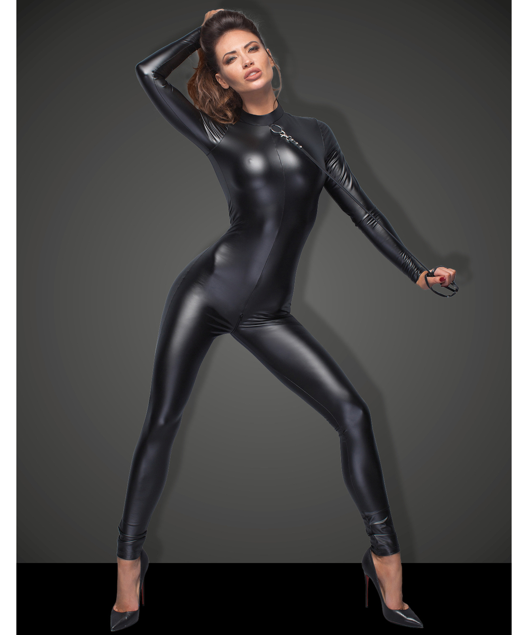 Noir Handmade Black Matte Look Jumpsuit