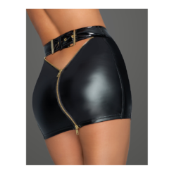 Noir Handmade Black Matte Look Mini Skirt With Zipper