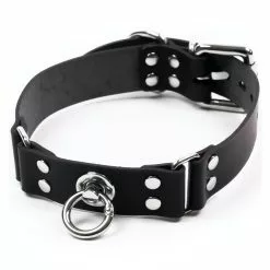 HEL Milano Leather Collar With Metal Ring