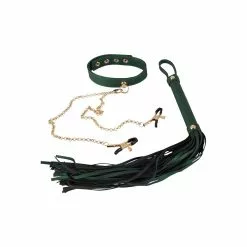 Bad Kitty Flogger And Collar In Green