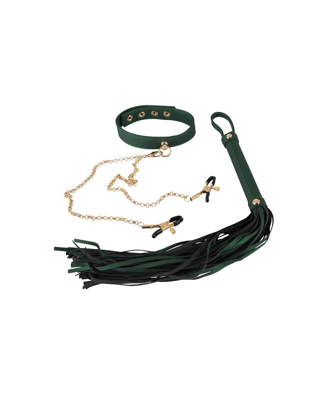 Bad Kitty Flogger And Collar In Green