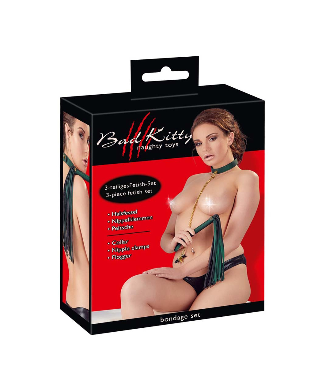 Bad Kitty Flogger And Collar In Green - Image 6