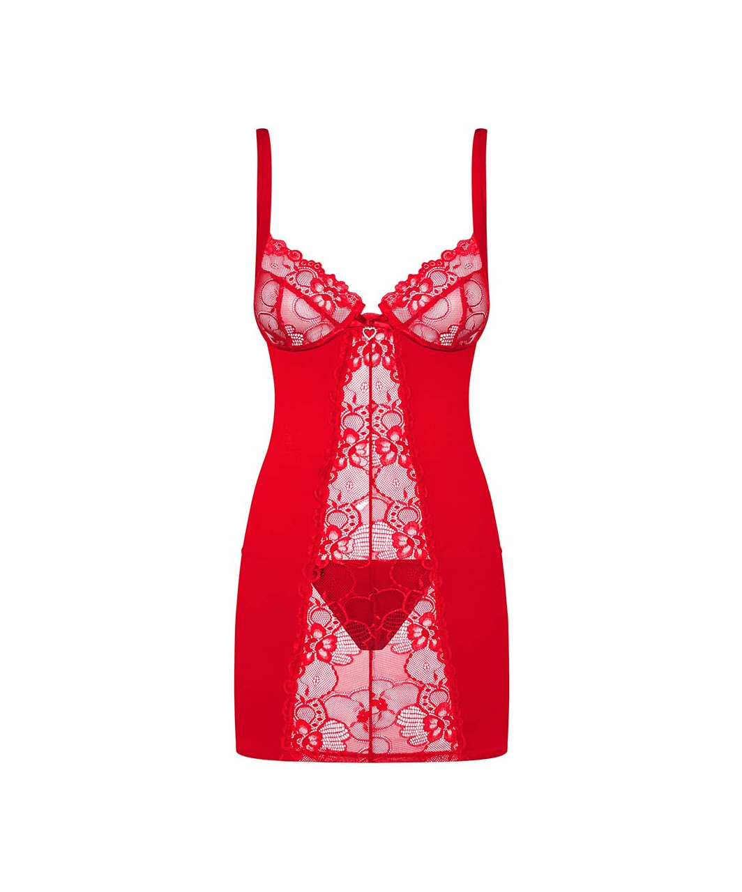 Obsessive Heartina Red Chemise With Lace Inserts - Image 3