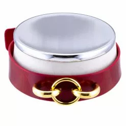 HEL Milano Camilla Red Leather Collar With Gold Coloured Ring