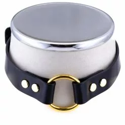HEL Milano Mia Black Leather Collar With Gold Coloured Ring