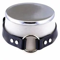 HEL Milano Mia Black Leather Collar With Silver Coloured Ring
