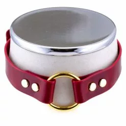 HEL Milano Mia Red Leather Collar With Gold Coloured Ring