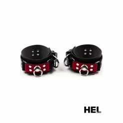 HEL Milano Leather Wrist/Ankle Cuffs In Red & Black
