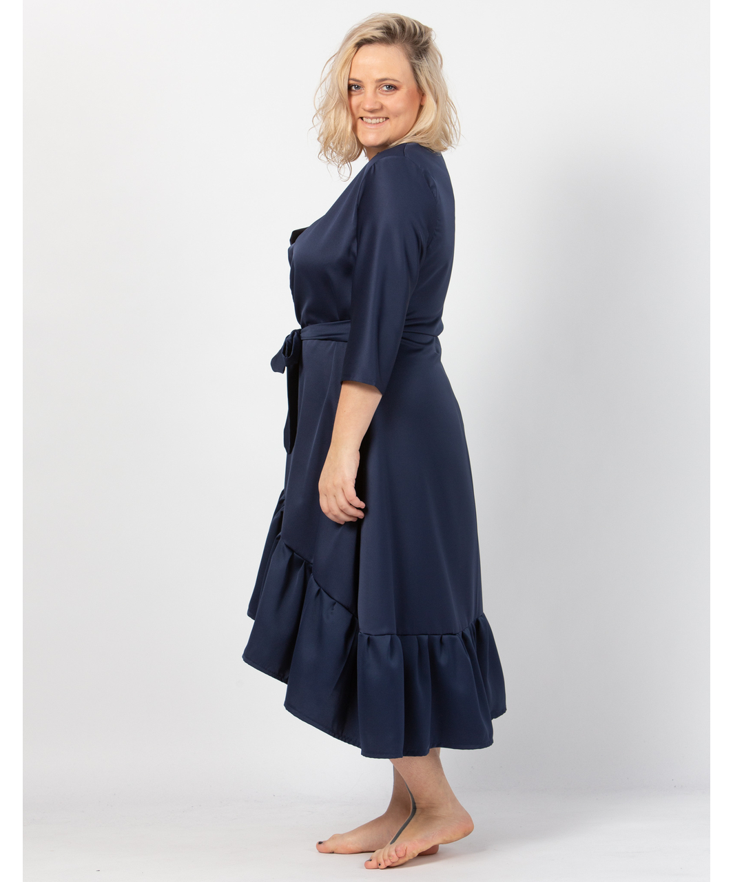 MAKE Dark Blue Asymmetrical Robe With Ruffles - Image 5