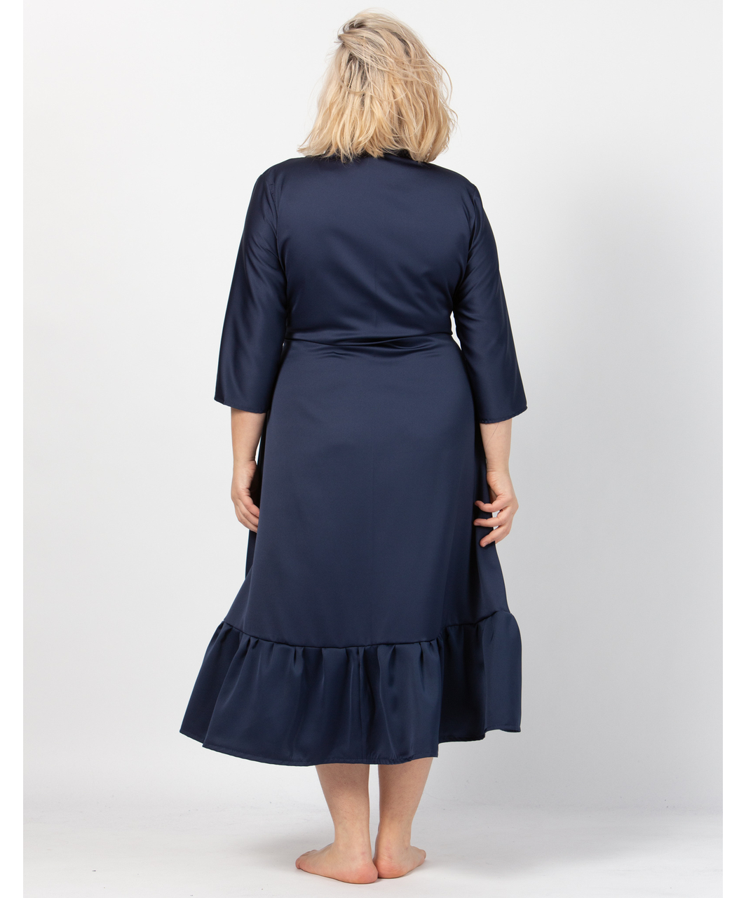 MAKE Dark Blue Asymmetrical Robe With Ruffles - Image 6