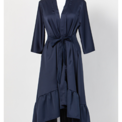 MAKE Dark Blue Asymmetrical Robe With Ruffles