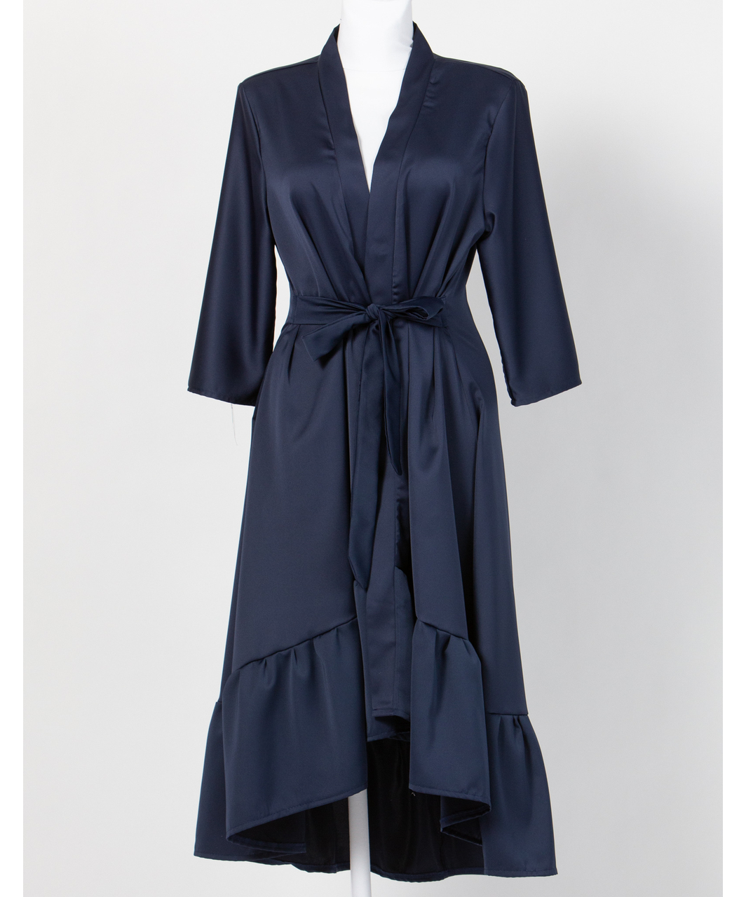 MAKE Dark Blue Asymmetrical Robe With Ruffles