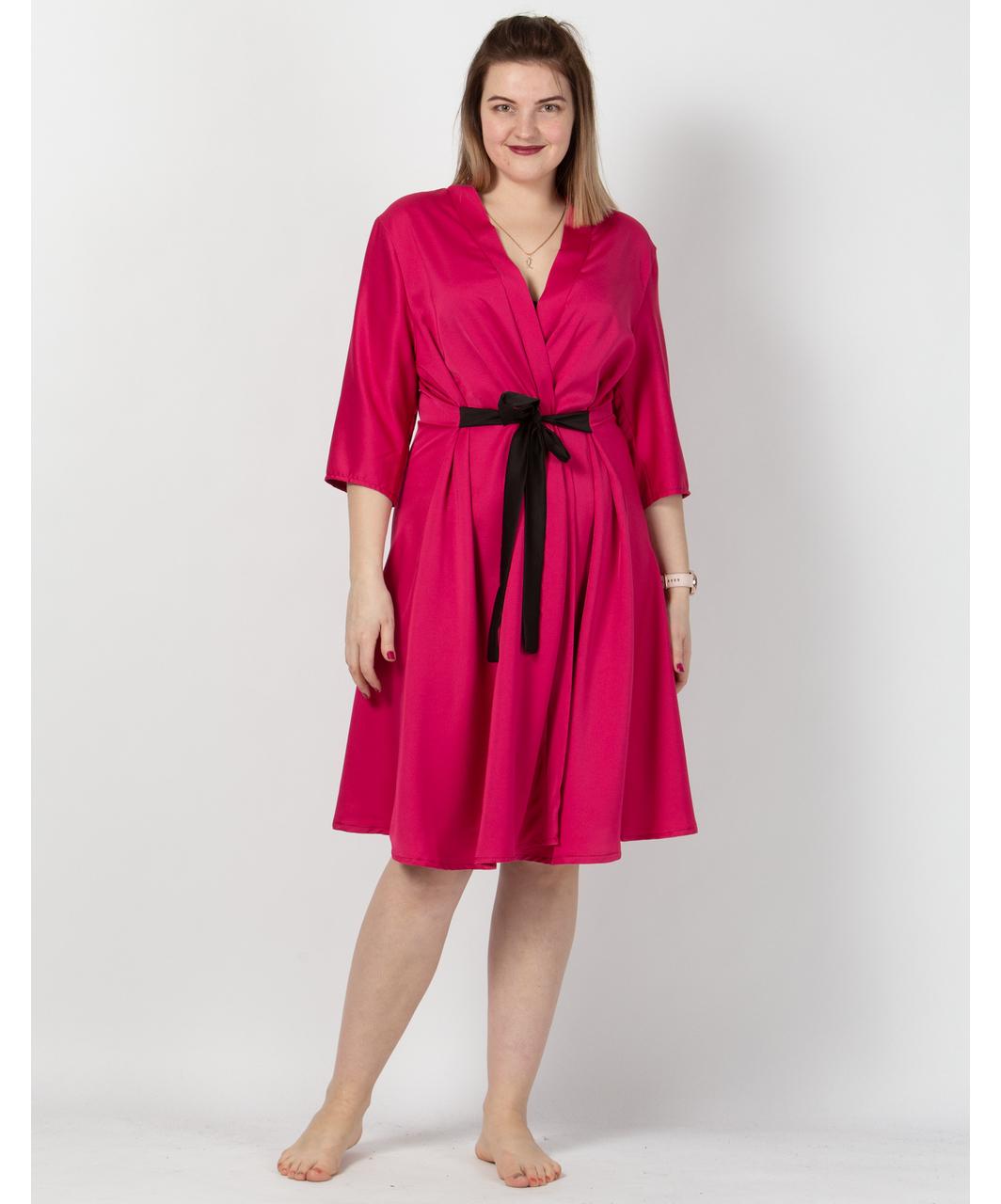MAKE Bright Pink Robe With Black Sash - Image 7