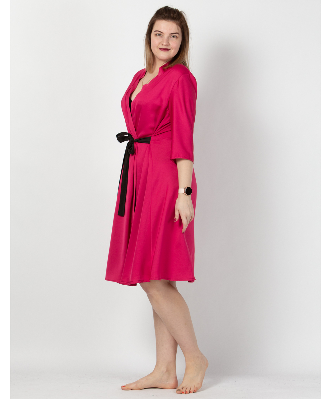 MAKE Bright Pink Robe With Black Sash - Image 8