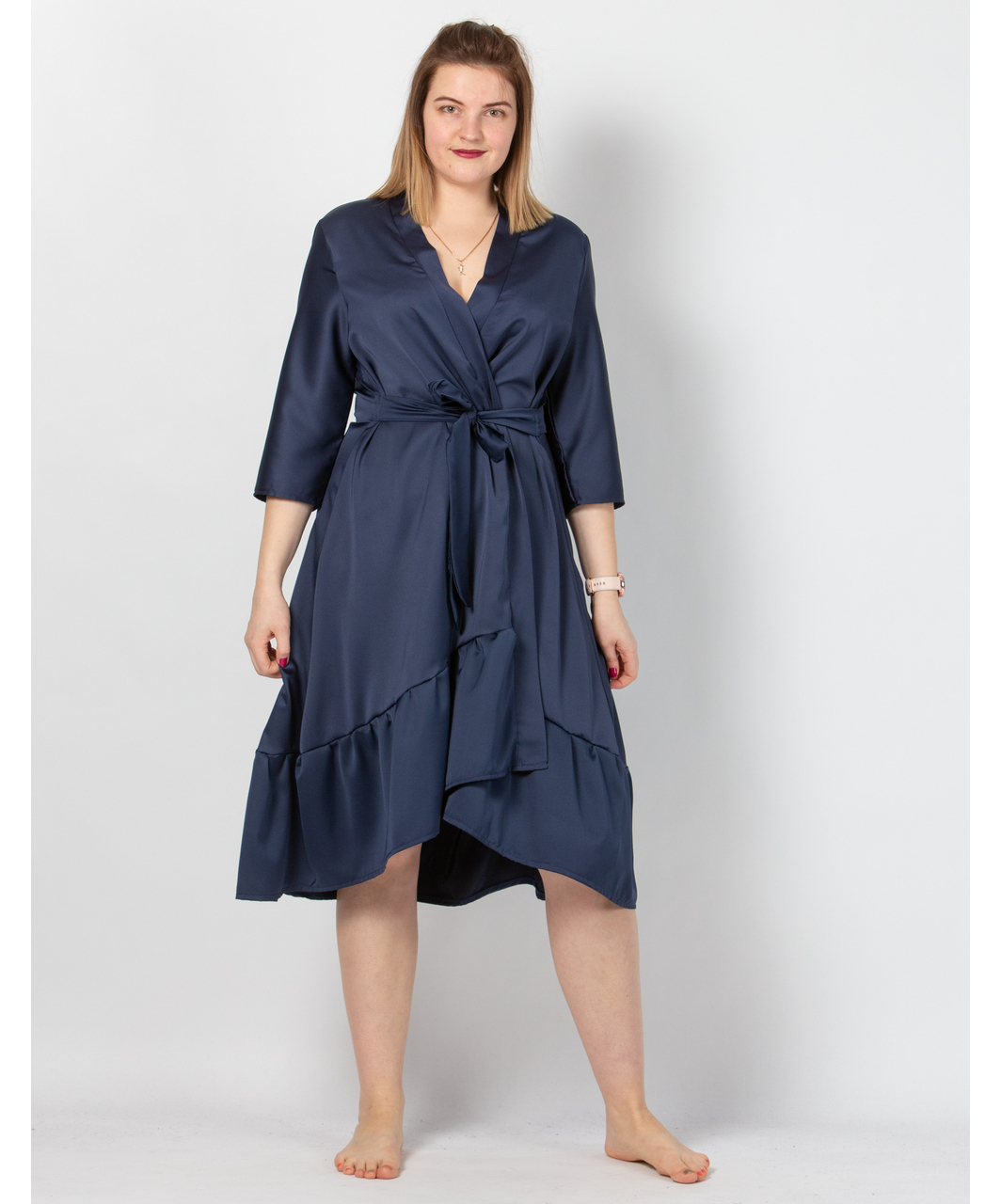 MAKE Dark Blue Asymmetrical Robe With Ruffles - Image 7