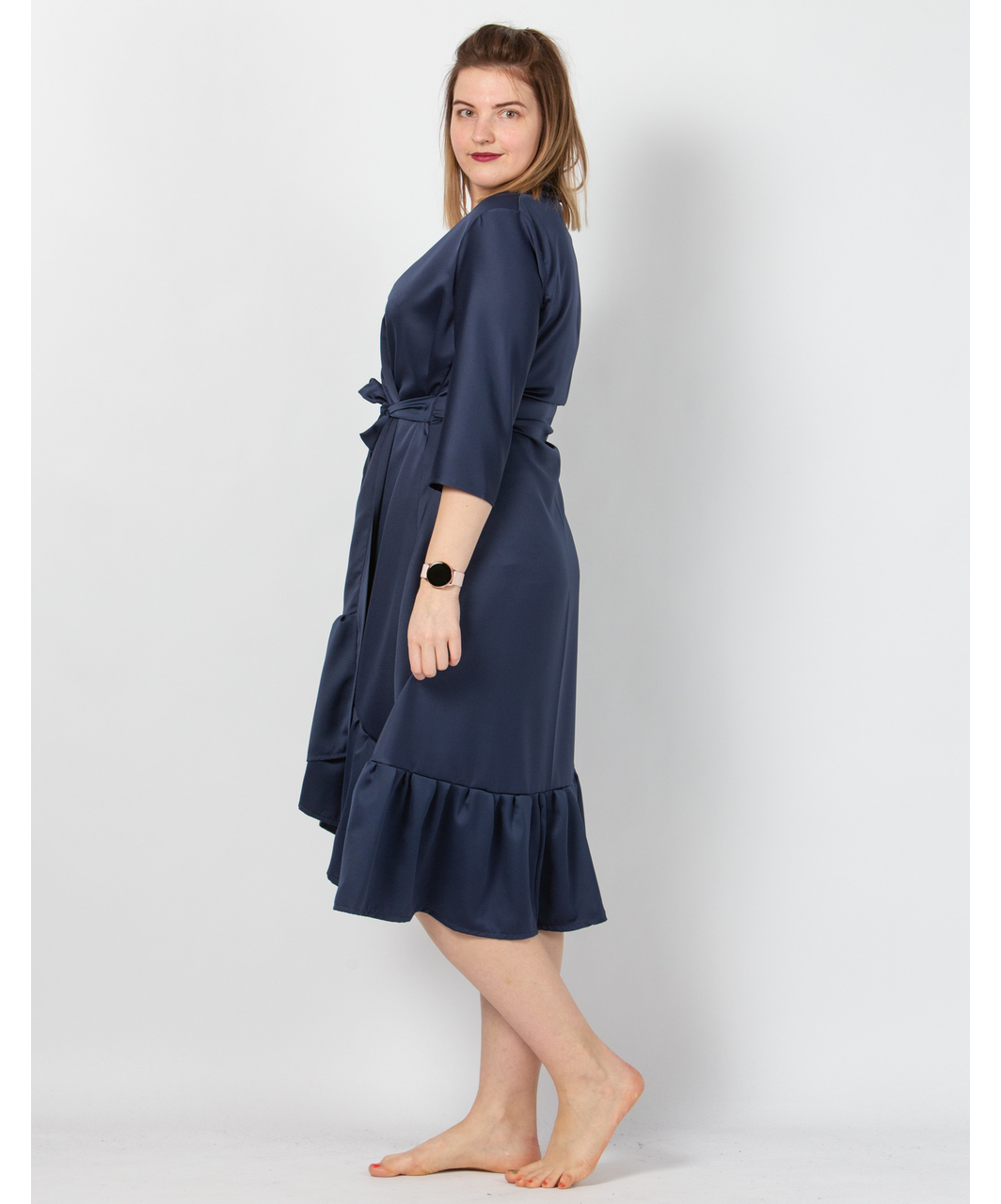 MAKE Dark Blue Asymmetrical Robe With Ruffles - Image 8