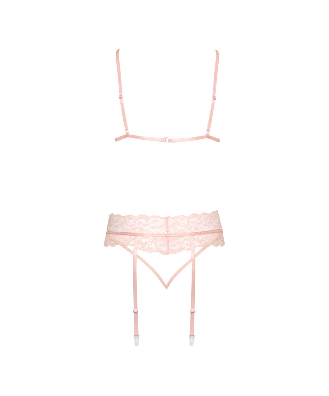 Kissable Sinuous Pink Lace Suspender Lingerie Set - Image 4