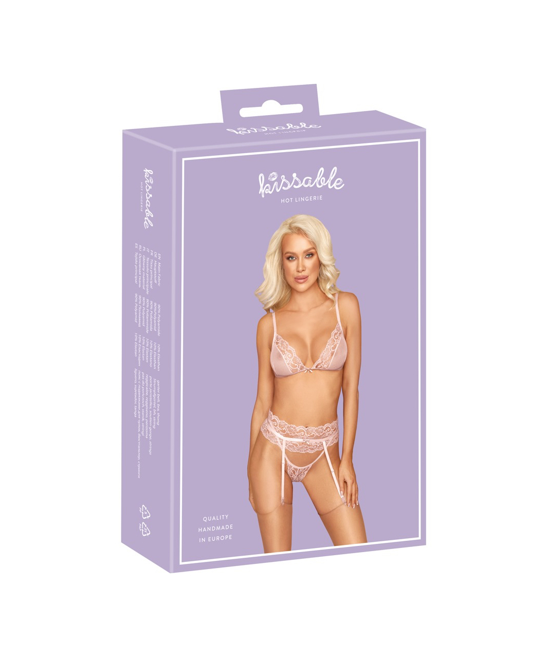 Kissable Sinuous Pink Lace Suspender Lingerie Set - Image 5