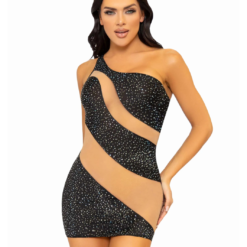 Leg Avenue Glam Vibe Black Rhinestone Mini Dress