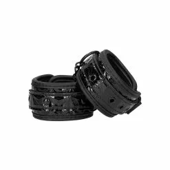 Ouch! Black Vinyl Wrist Cuffs
