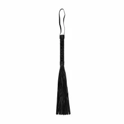 Ouch! Black Faux Leather Flogger With Embossed Handle