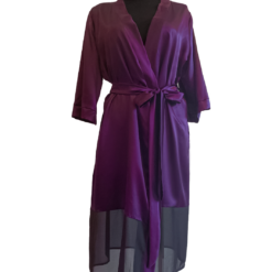 MAKE Purple Satin Robe With Black Hemline